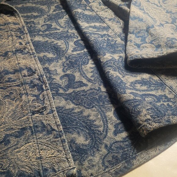 Chico's Travelers Collection Crushed Brocade Blue/Goldish Jacket - Sz 3 (XL/16) - Picture 8 of 12